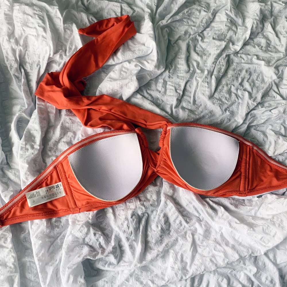 Seafolly S10 Twist Bandeau Coral Bra Bikini Top - Picture 6 of 8